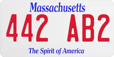 MA license plate 442AB2