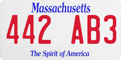 MA license plate 442AB3