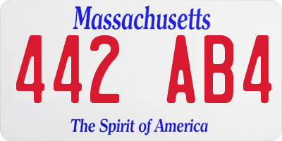 MA license plate 442AB4