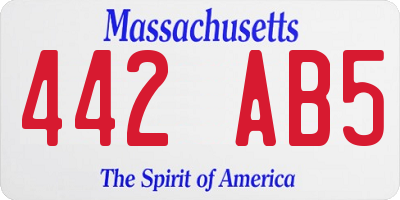 MA license plate 442AB5