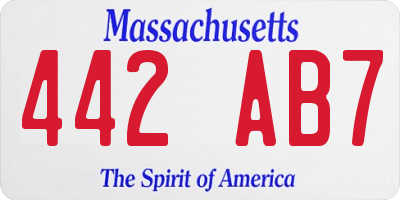 MA license plate 442AB7