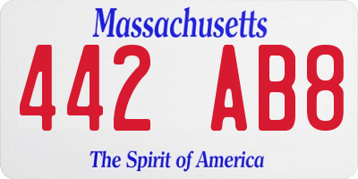 MA license plate 442AB8