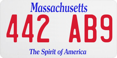 MA license plate 442AB9
