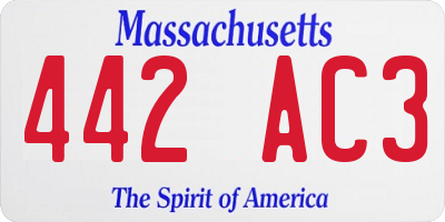 MA license plate 442AC3