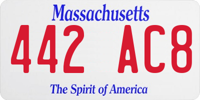 MA license plate 442AC8