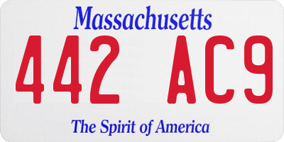 MA license plate 442AC9