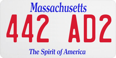 MA license plate 442AD2