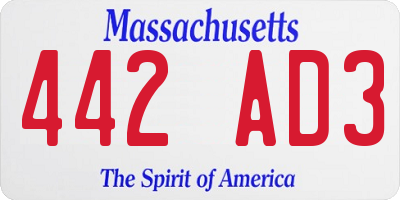 MA license plate 442AD3