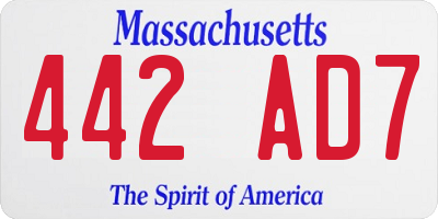 MA license plate 442AD7