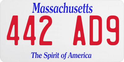 MA license plate 442AD9