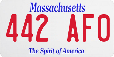 MA license plate 442AF0
