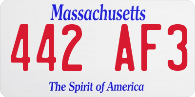 MA license plate 442AF3