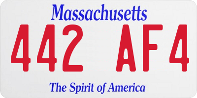 MA license plate 442AF4