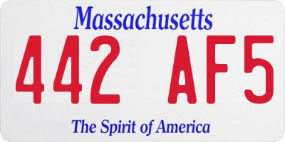 MA license plate 442AF5