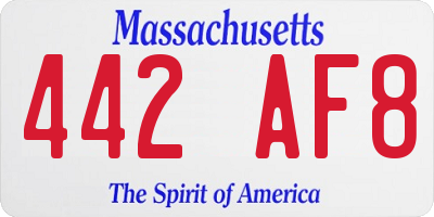 MA license plate 442AF8