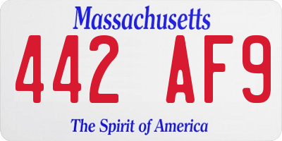 MA license plate 442AF9
