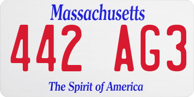 MA license plate 442AG3