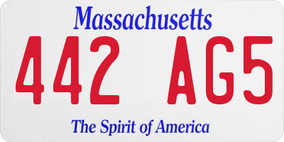 MA license plate 442AG5