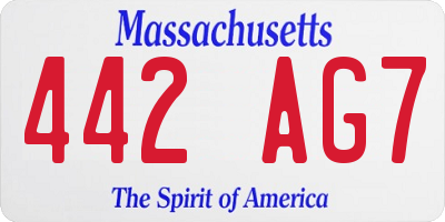 MA license plate 442AG7