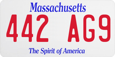MA license plate 442AG9