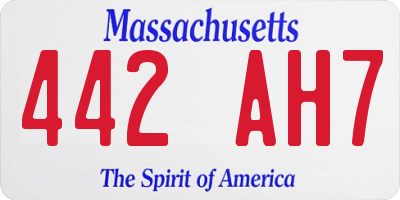 MA license plate 442AH7