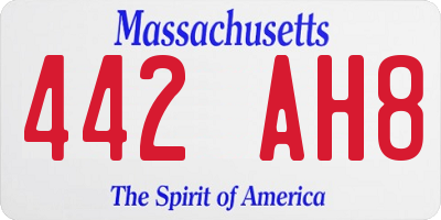 MA license plate 442AH8