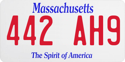 MA license plate 442AH9