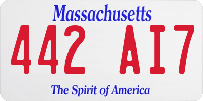 MA license plate 442AI7