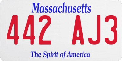 MA license plate 442AJ3