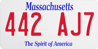 MA license plate 442AJ7