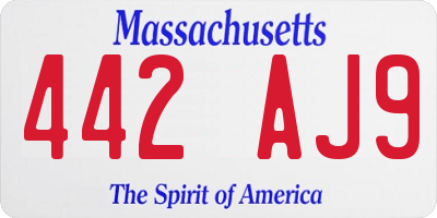 MA license plate 442AJ9