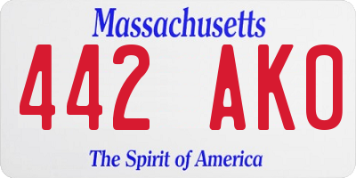 MA license plate 442AK0