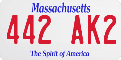 MA license plate 442AK2