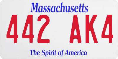 MA license plate 442AK4