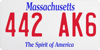 MA license plate 442AK6