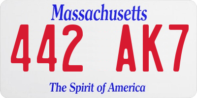 MA license plate 442AK7