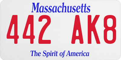 MA license plate 442AK8