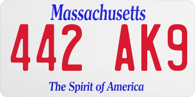MA license plate 442AK9