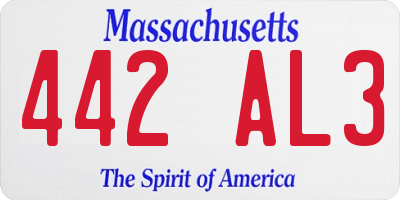 MA license plate 442AL3