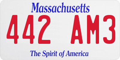 MA license plate 442AM3