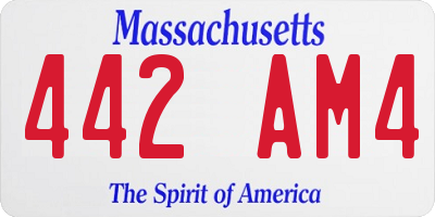 MA license plate 442AM4