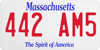 MA license plate 442AM5