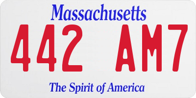 MA license plate 442AM7