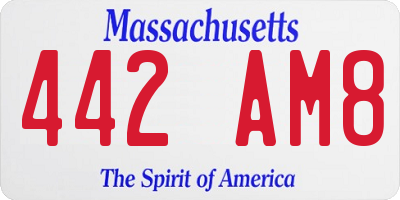 MA license plate 442AM8