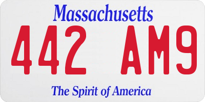 MA license plate 442AM9