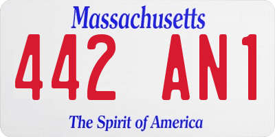 MA license plate 442AN1