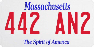 MA license plate 442AN2