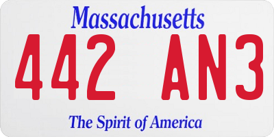 MA license plate 442AN3