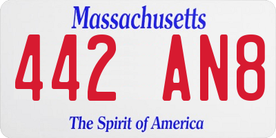 MA license plate 442AN8
