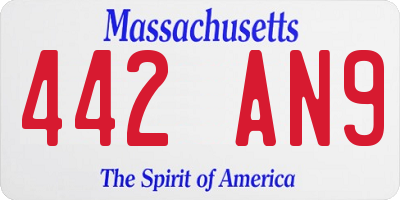 MA license plate 442AN9